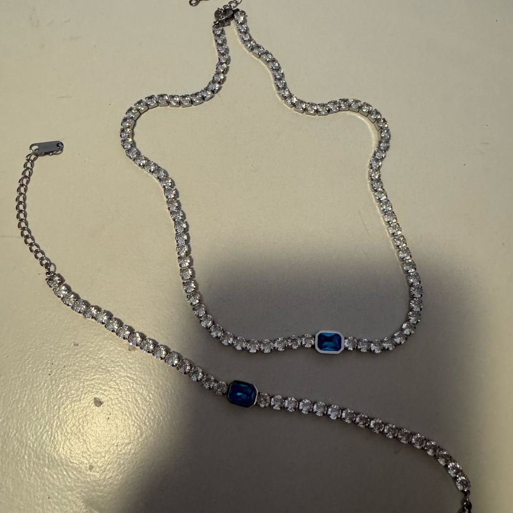 Elegant Silver and Blue CZ Jewelry Set